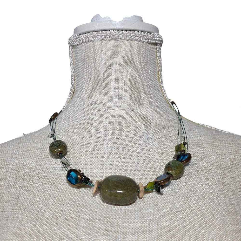 Ceramic Beaded Necklace Statement Boho Style Fashion‎ Jewelry
